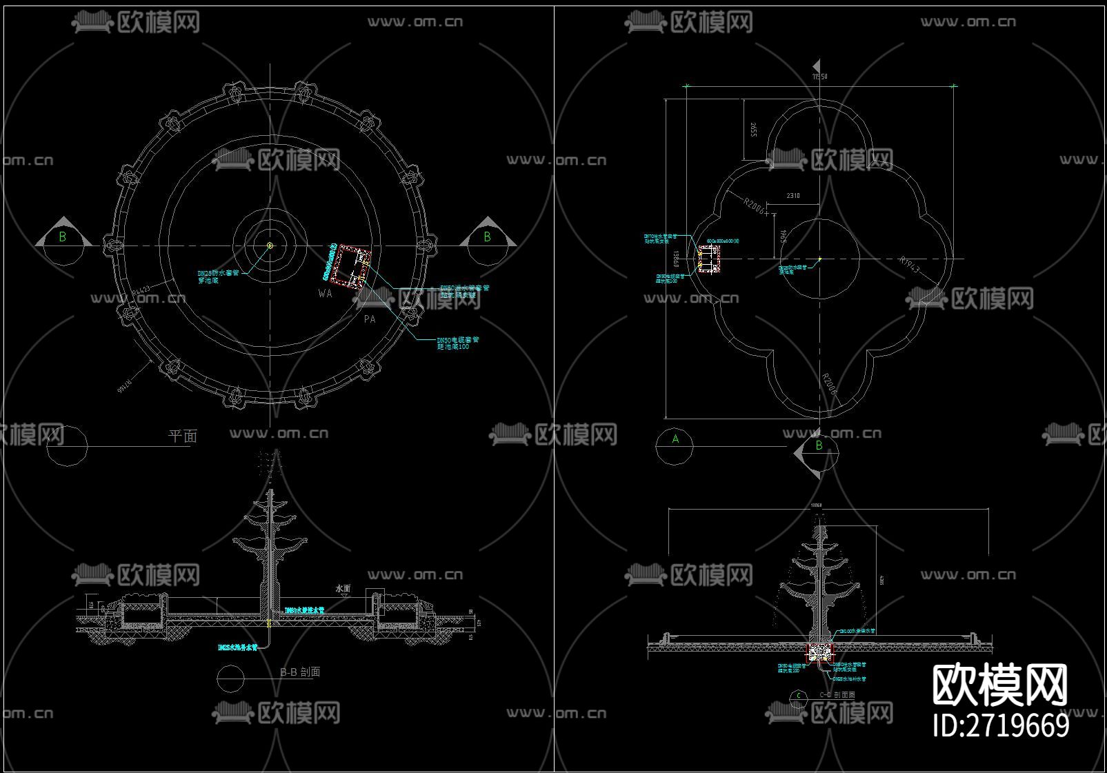喷泉cad大样详图下载（渲染图9）
