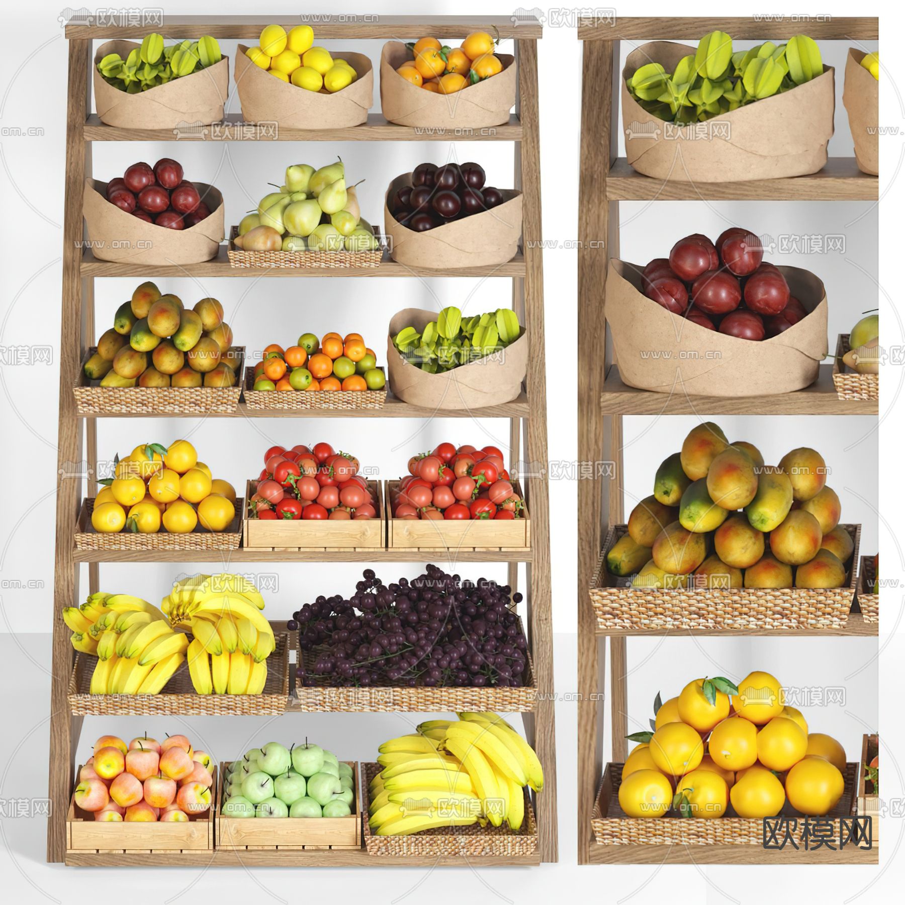 水果 香蕉 李子 葡萄3d模型下载