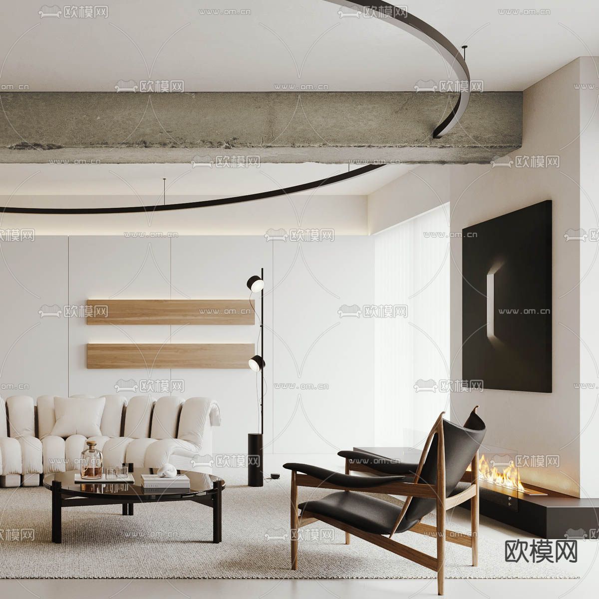 北欧客厅3d模型下载（渲染图3）