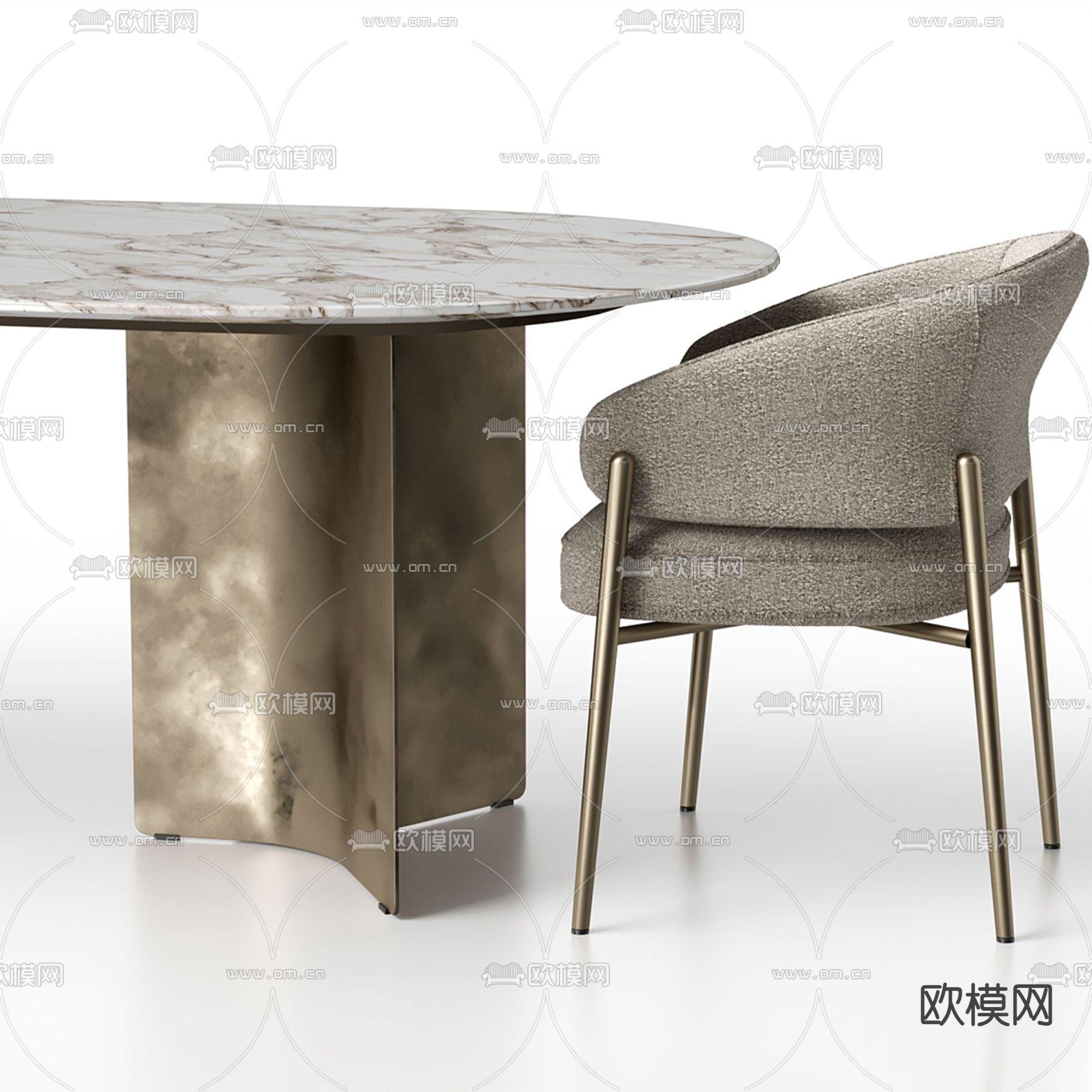 现代餐桌椅3d模型下载（渲染图3）