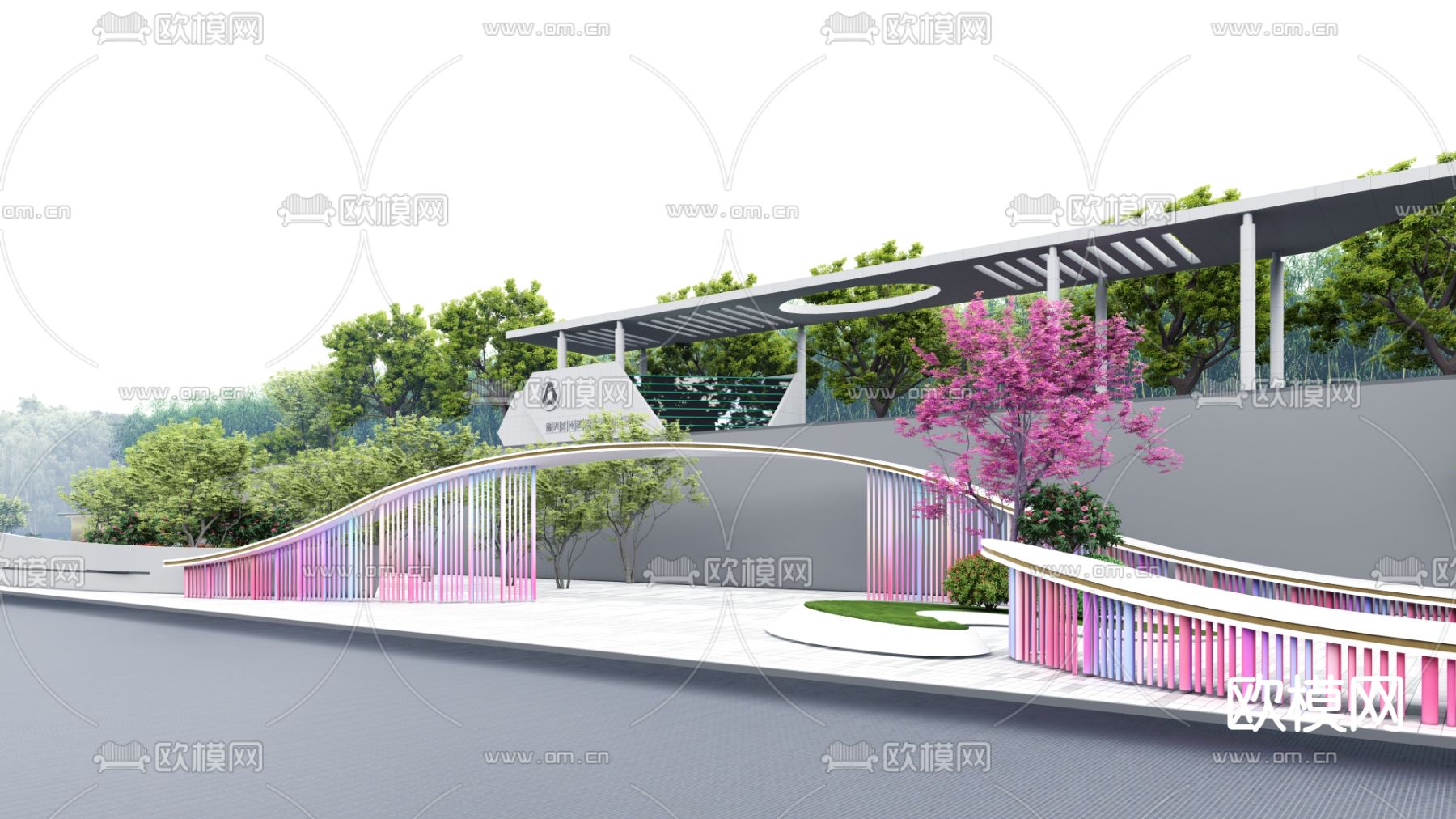 现代门廊 亭子su模型下载（渲染图2）