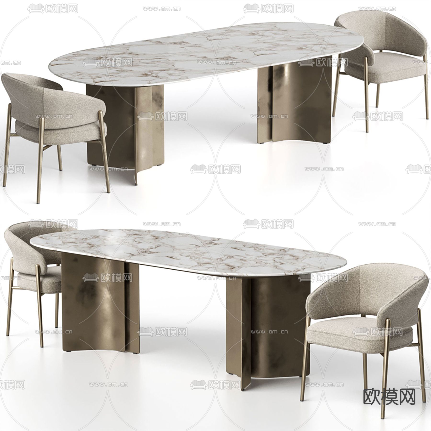 现代餐桌椅3d模型下载（渲染图1）