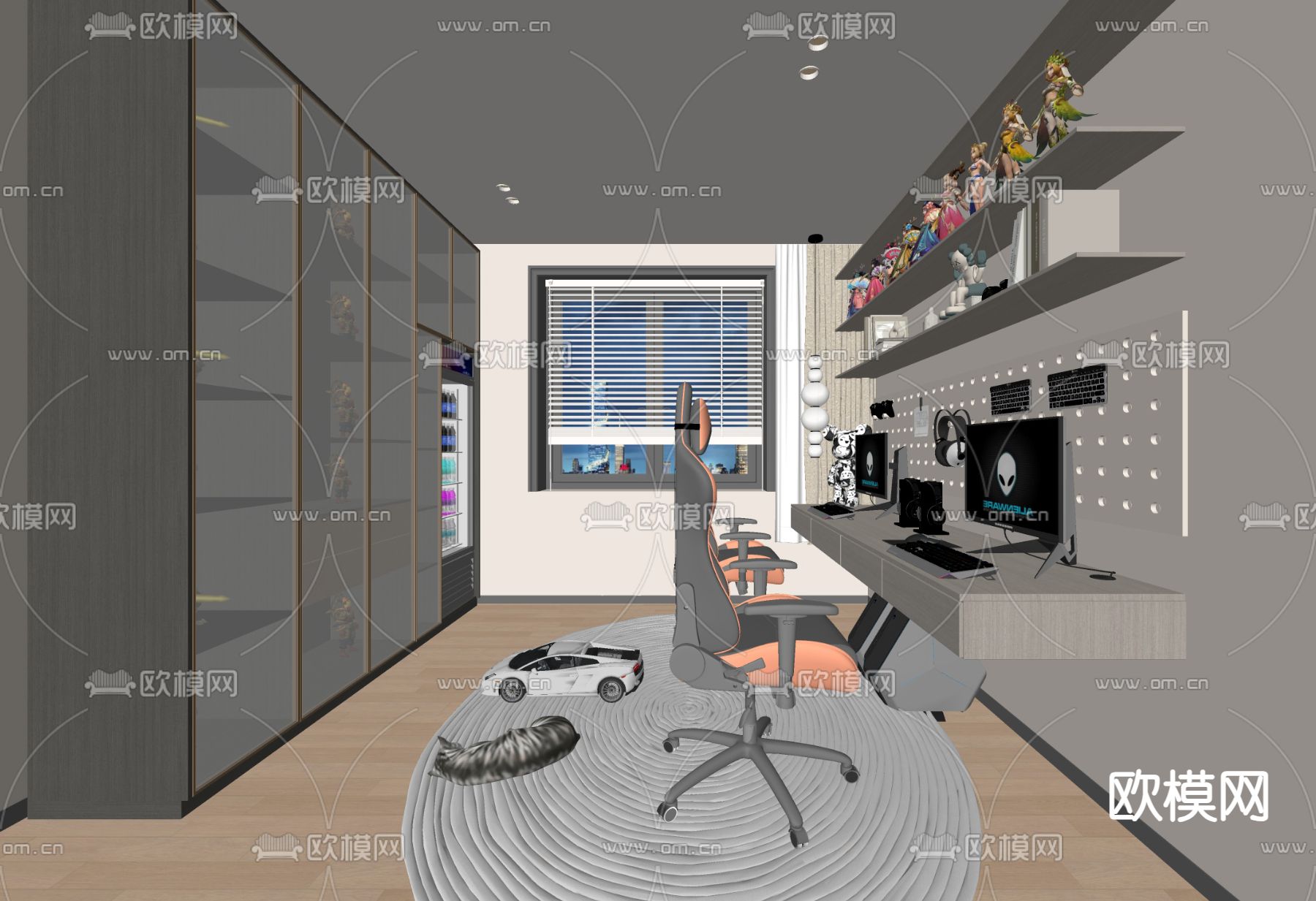 现代电竞房su模型下载（渲染图2）