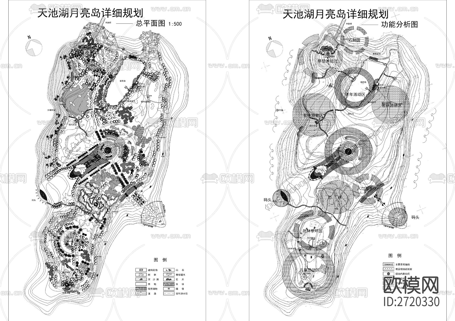 天池湖月亮岛公园cad施工图下载（渲染图6）