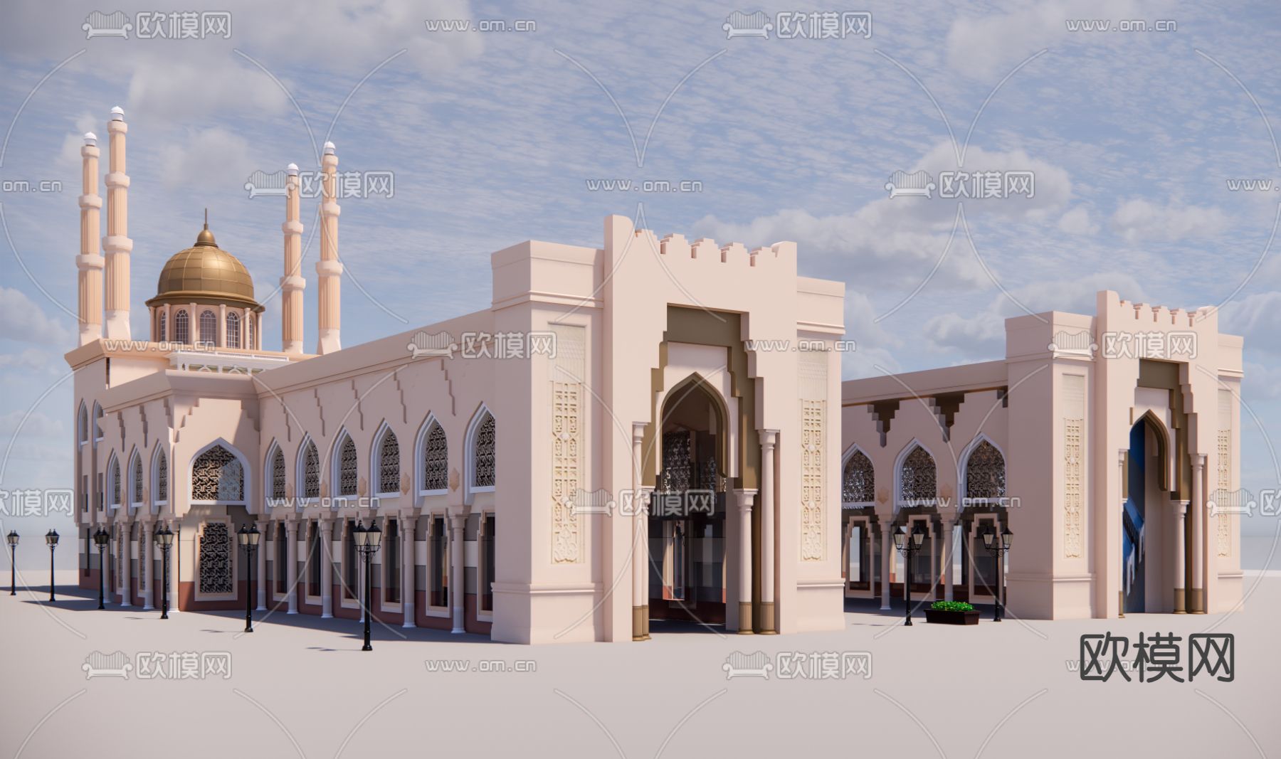 东南亚建筑外观su模型下载（渲染图1）