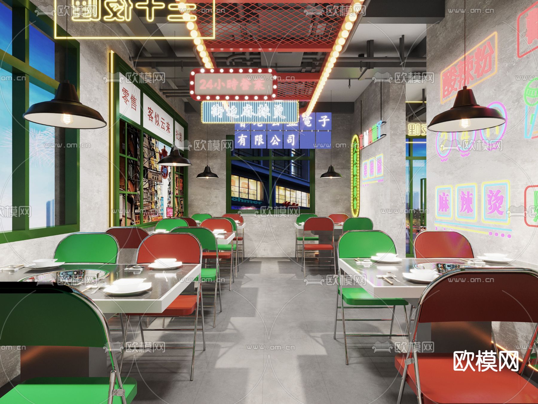 民国风火锅店3d模型下载（渲染图3）