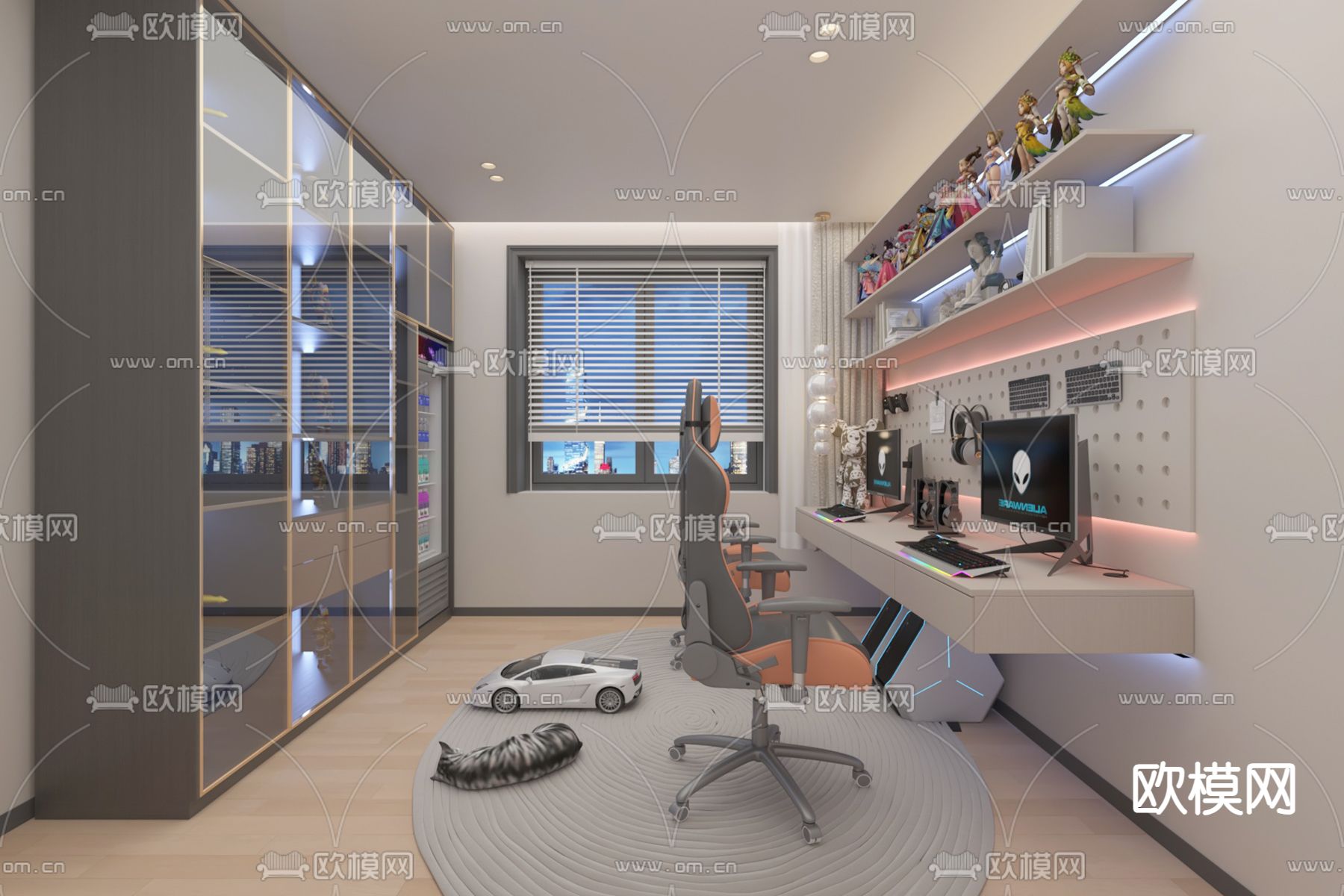 现代电竞房su模型下载（渲染图1）