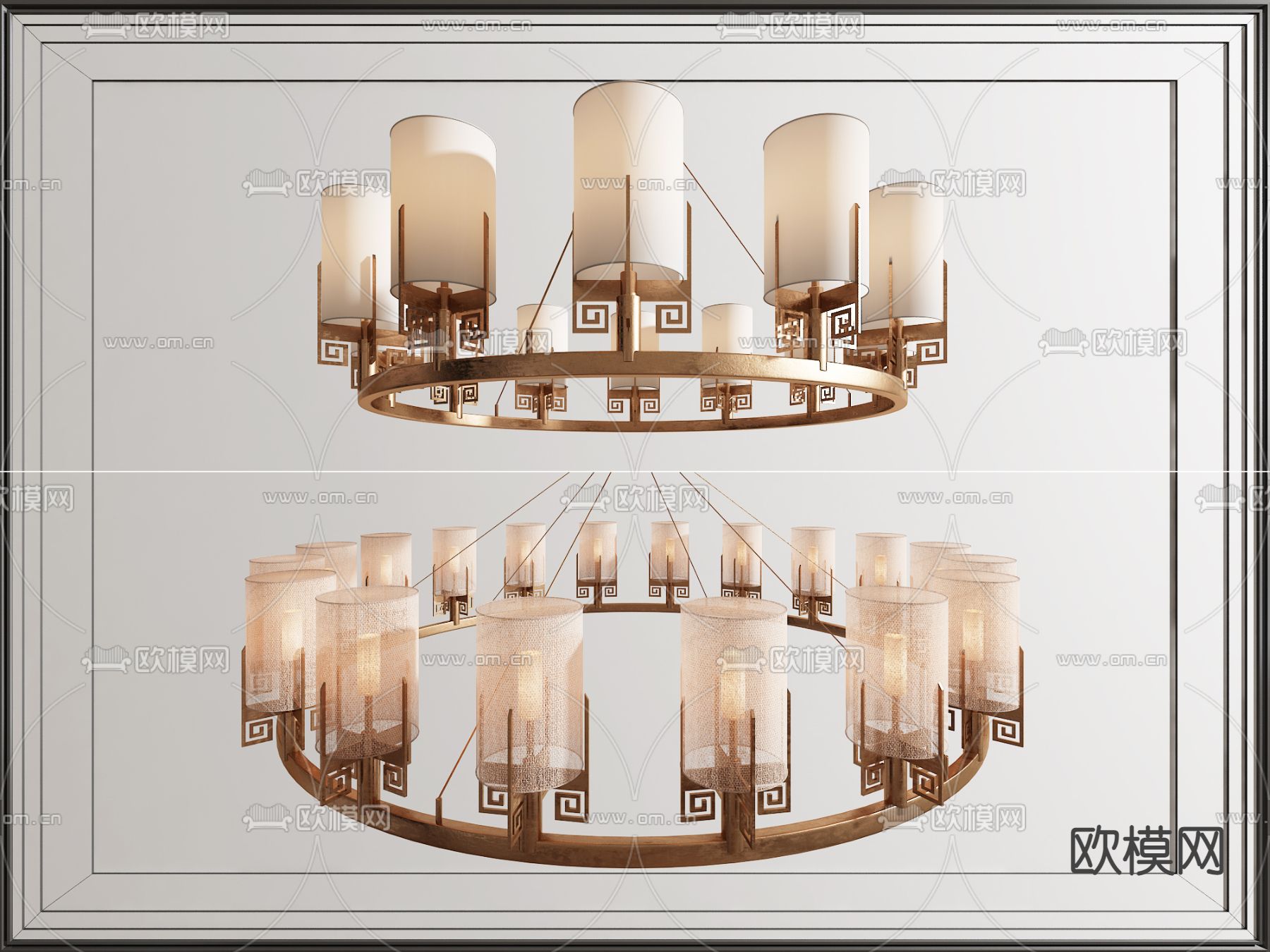 新中式多头吊灯su模型下载（渲染图1）