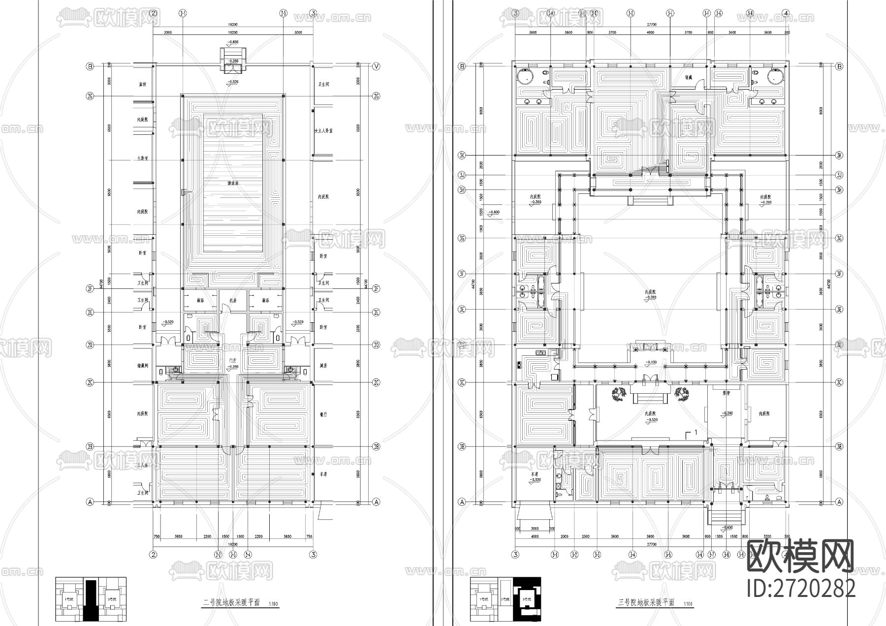 四合院全套䁔通cad施工图下载（渲染图3）