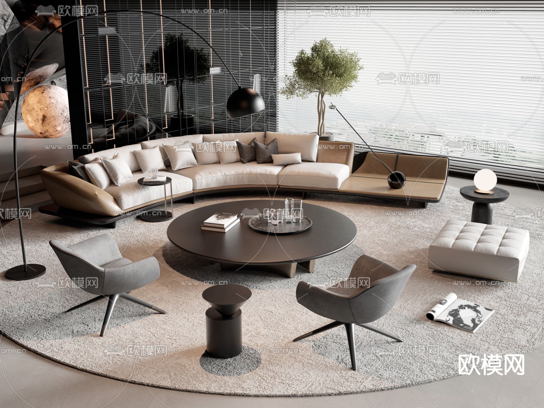 沙发组合su模型下载（渲染图1）