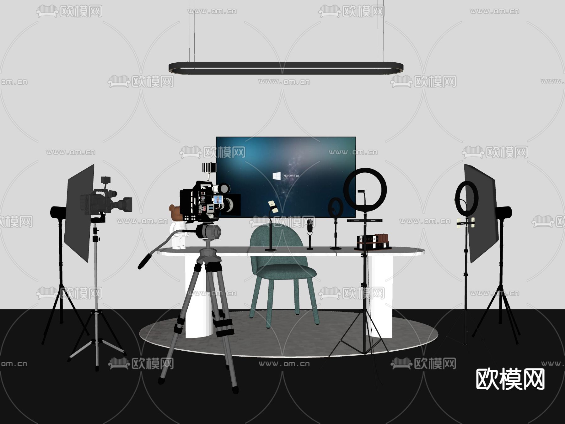 现代直播器材su模型下载（渲染图2）