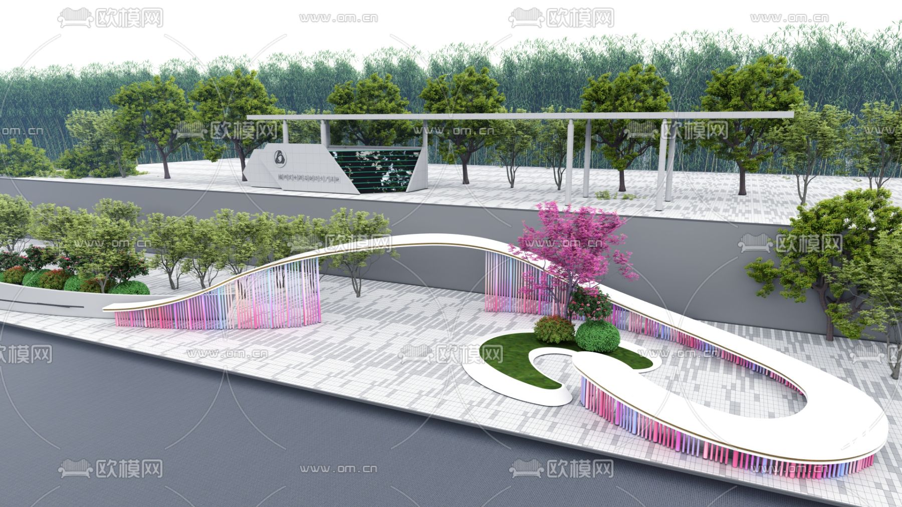 现代门廊 亭子su模型下载（渲染图1）