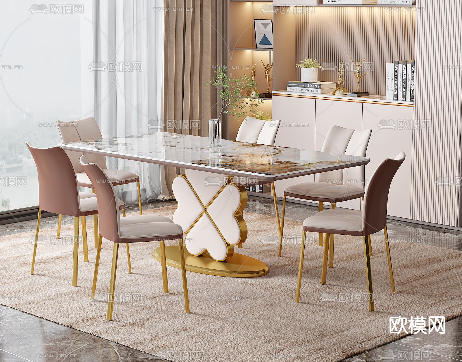 餐桌椅su模型下载（渲染图2）