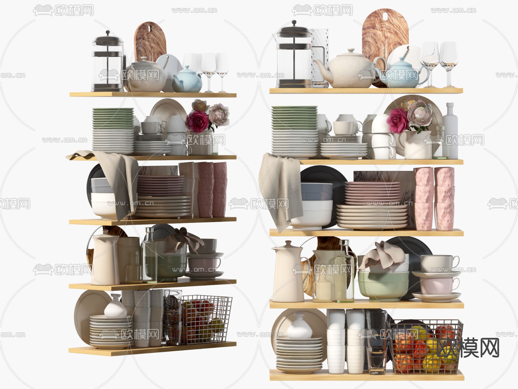 现代厨房用品餐具su模型下载（渲染图1）