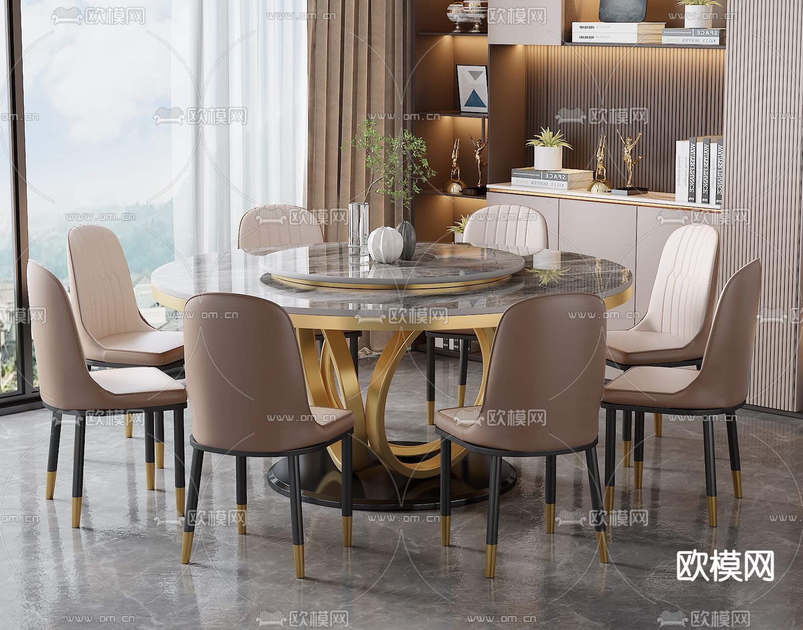 餐桌椅su模型下载（渲染图2）