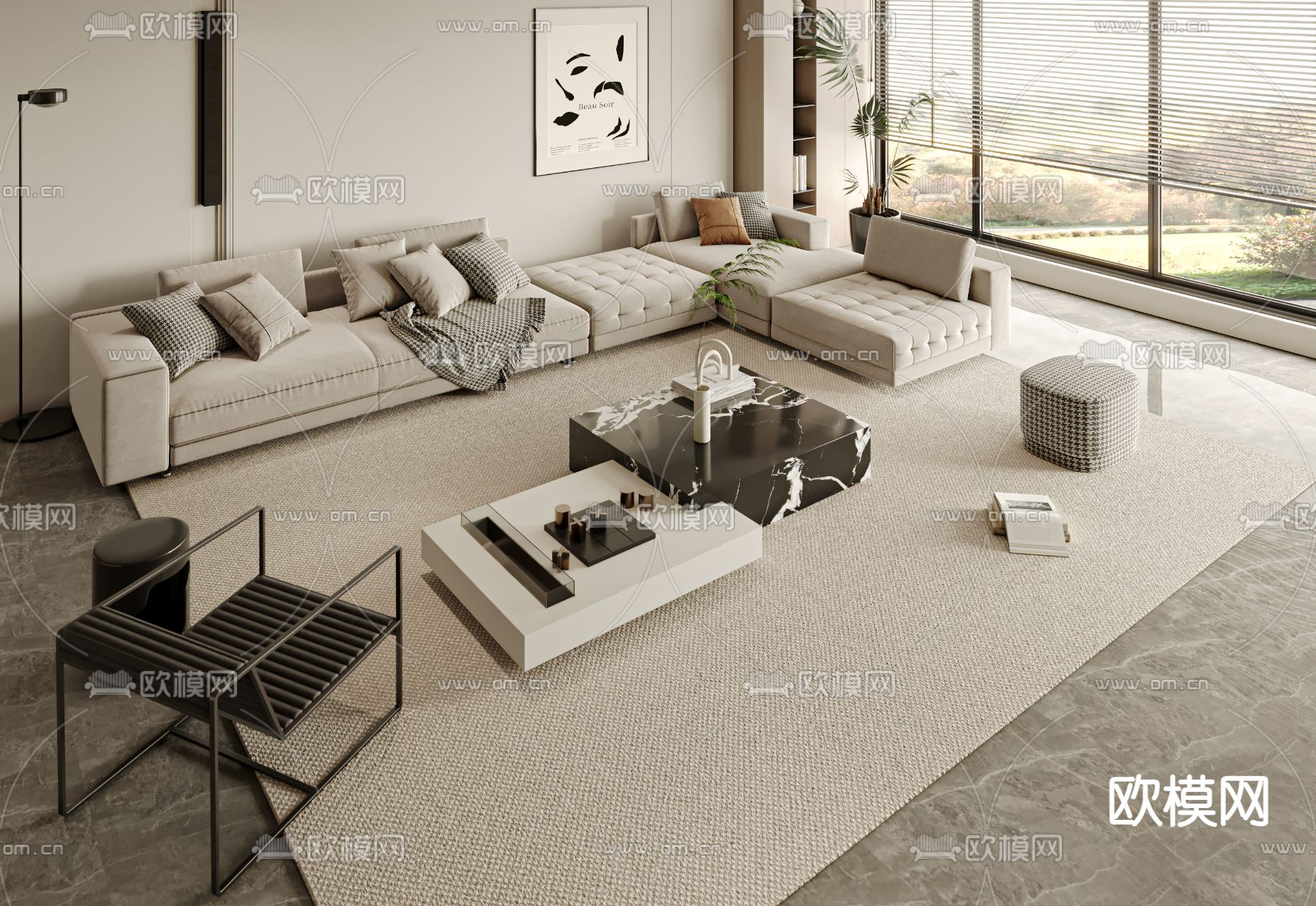 组合沙发 模块沙发3d模型下载_ID14168171_3dmax免费模型-欧模网
