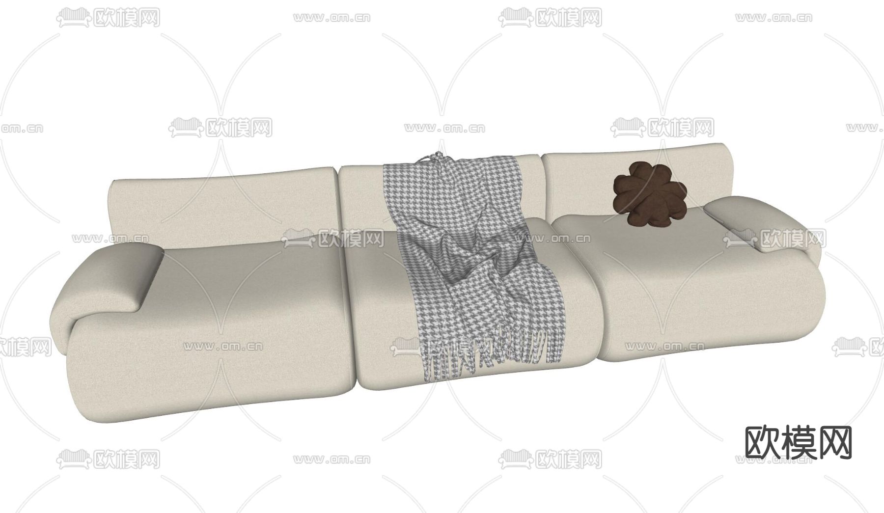 多人沙发su模型下载（渲染图2）