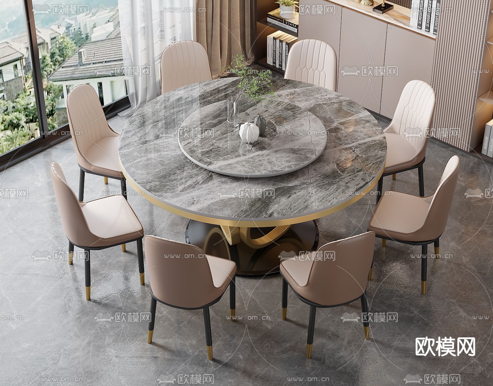餐桌椅su模型下载（渲染图1）