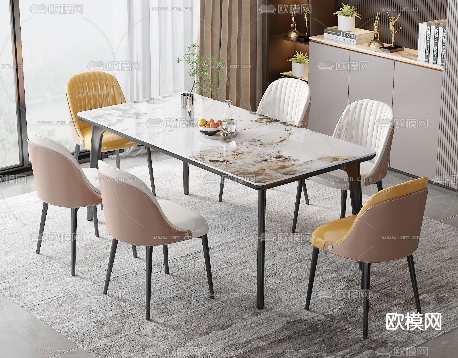 餐桌椅su模型下载（渲染图2）