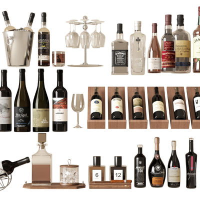  现代酒瓶组合su模型 