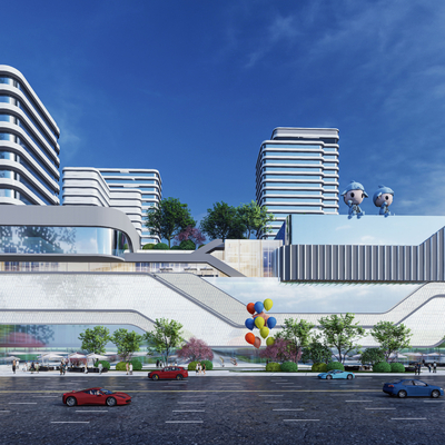  现代商业广场su模型 