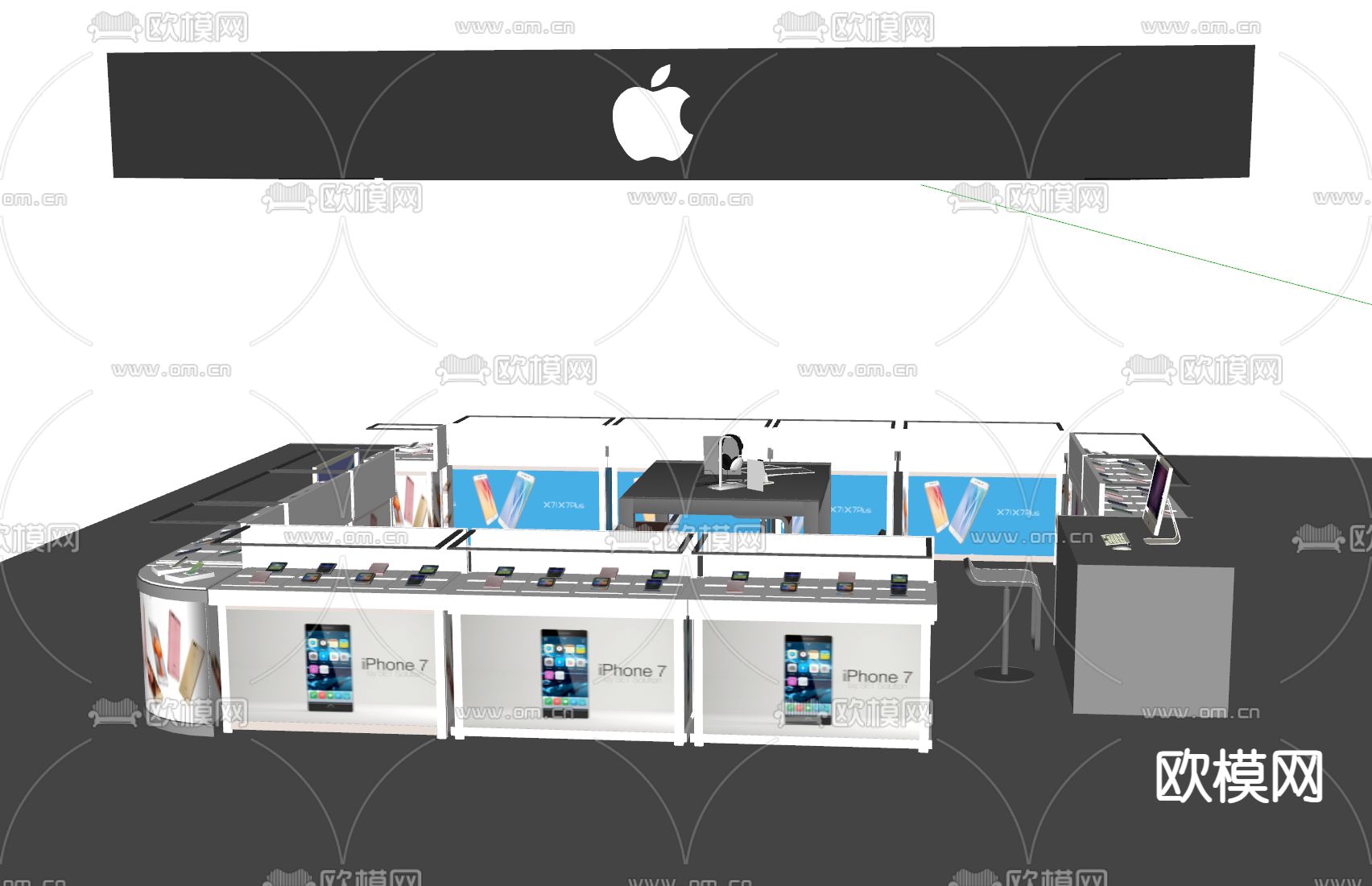 现代数码展厅su模型下载（渲染图2）