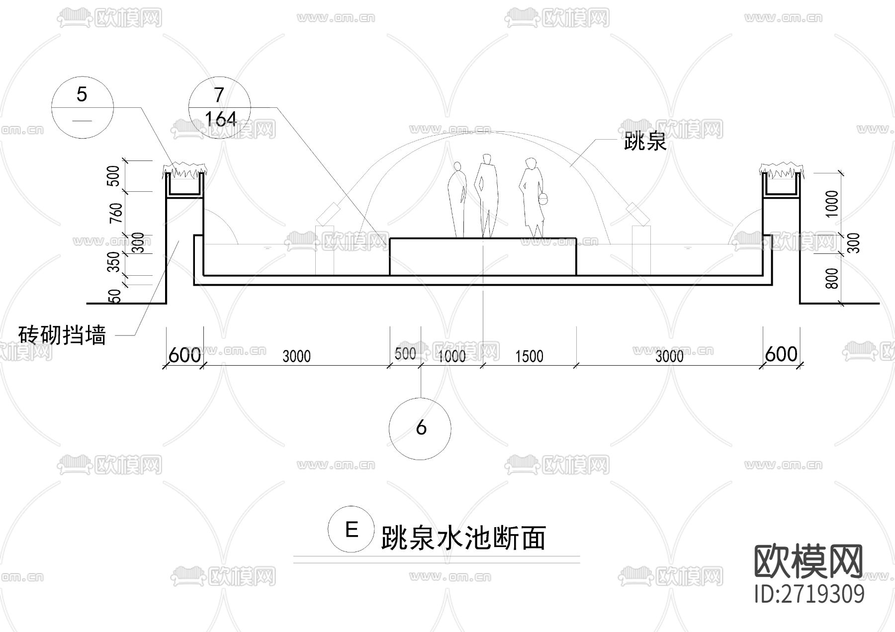 喷泉cad大样详图下载（渲染图2）