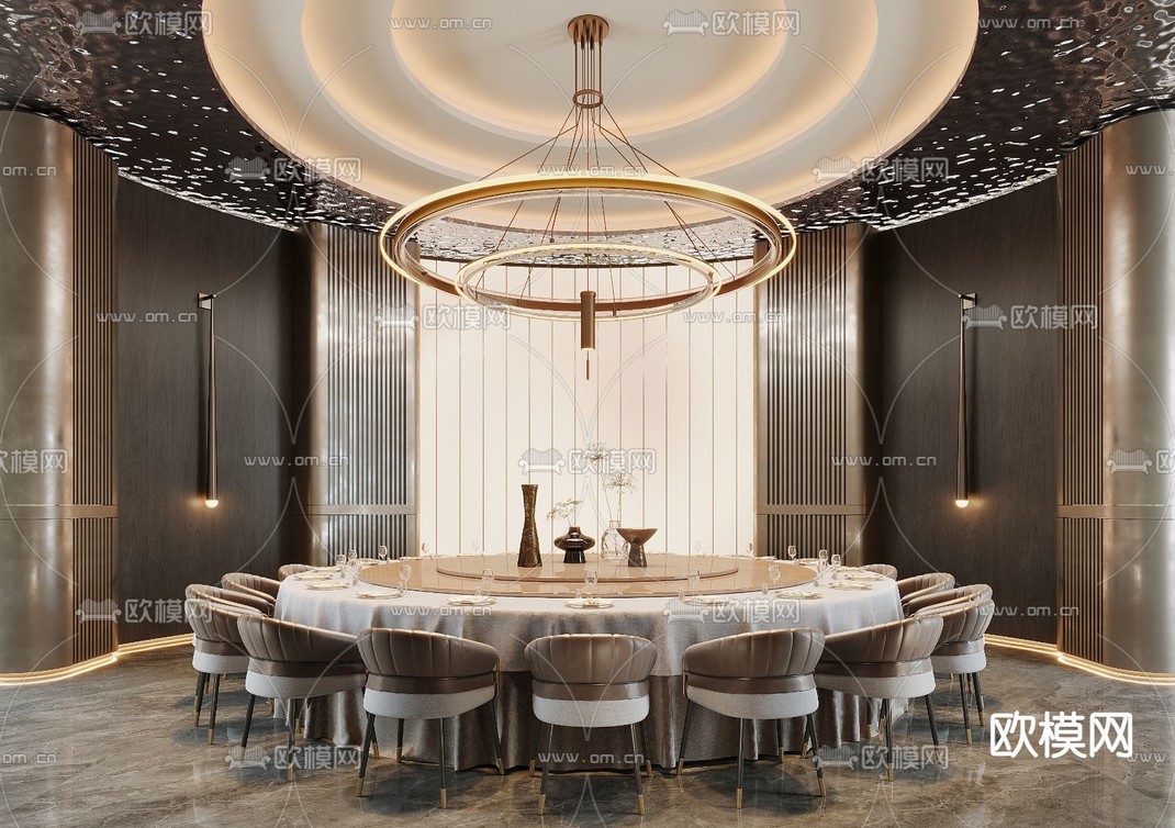 酒店餐厅包间 包房 包厢3d模型下载_ID14171828_3dmax免费模型-欧模网