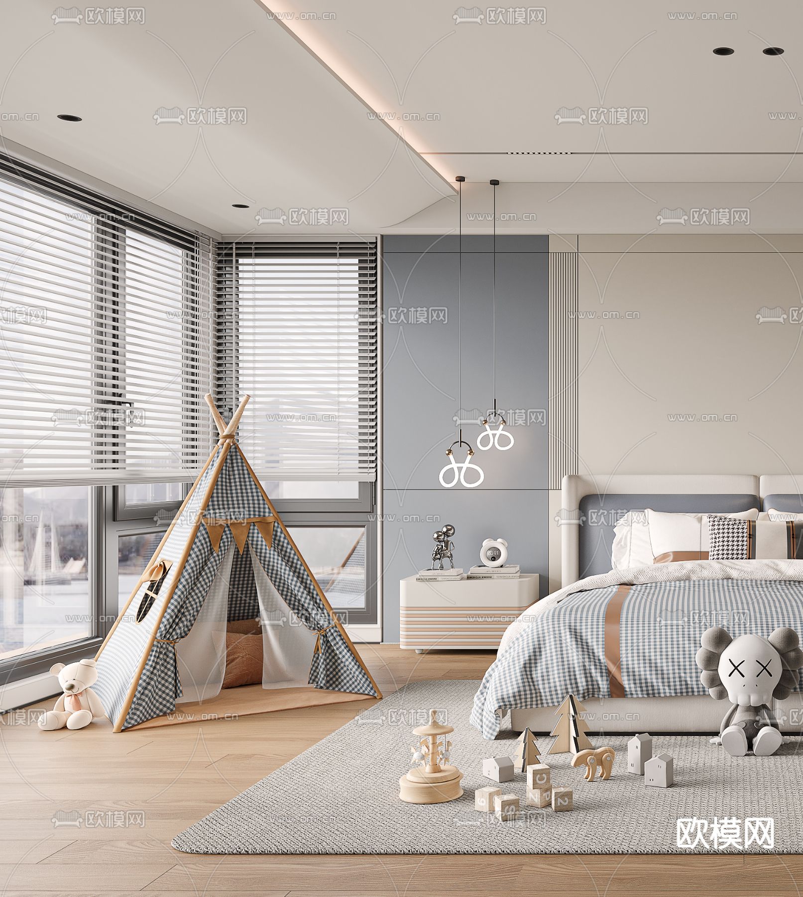 儿童房 男孩房 小孩房3d模型下载（渲染图3）