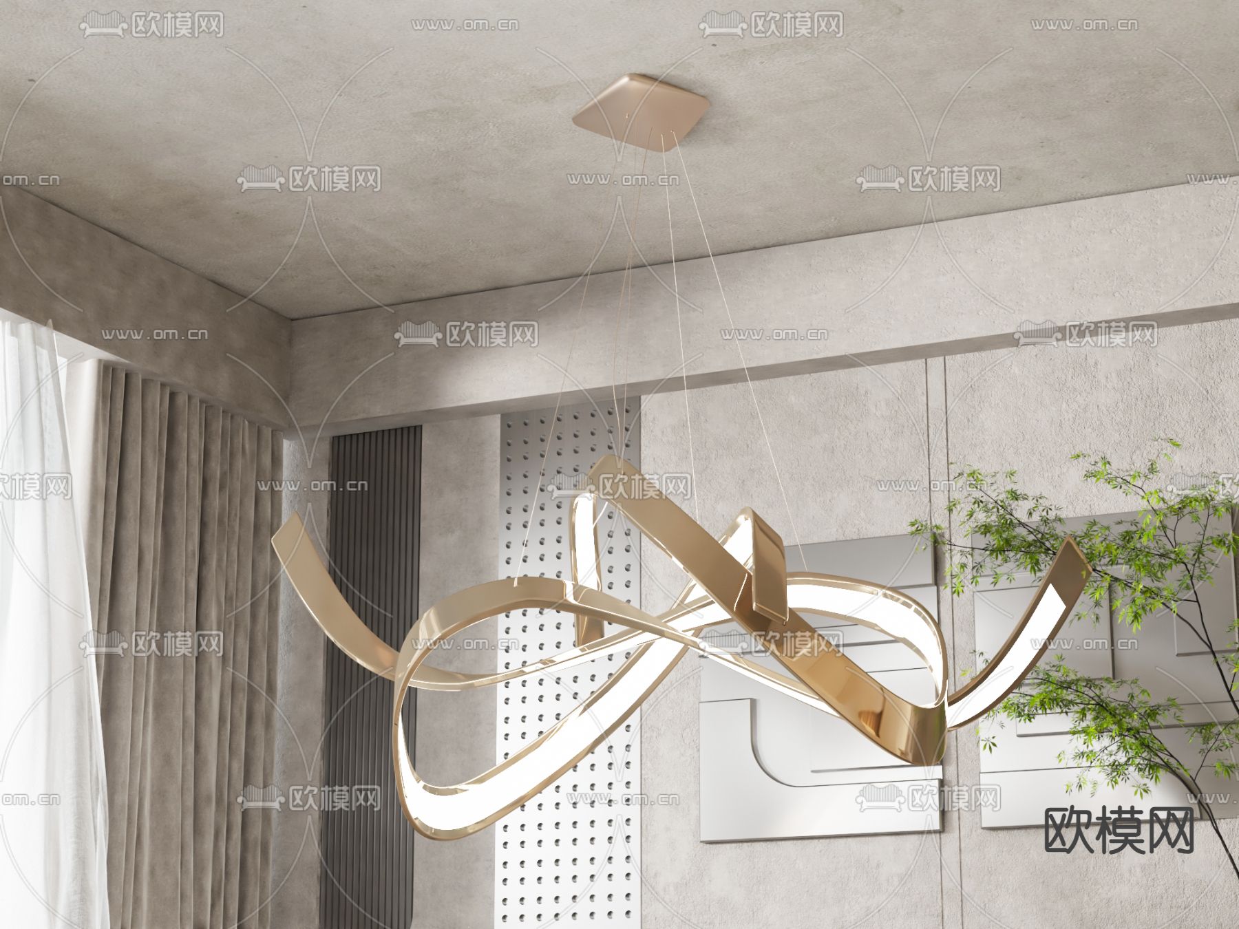 轻奢吊灯 大厅吊灯3d模型下载_ID14164756_3dmax免费模型-欧模网