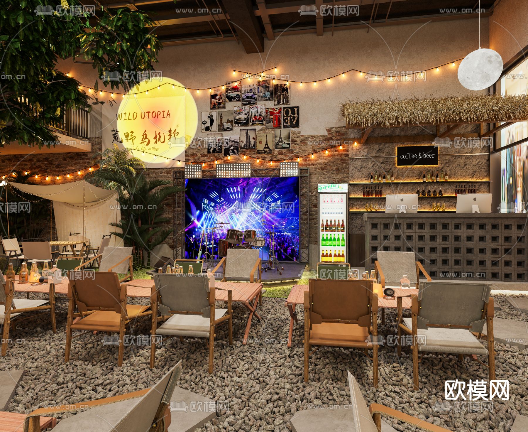 露营餐厅 网红餐厅3d模型下载（渲染图2）