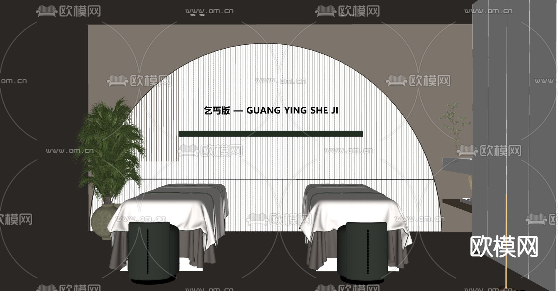 侘寂风SPA包间su模型下载（渲染图2）