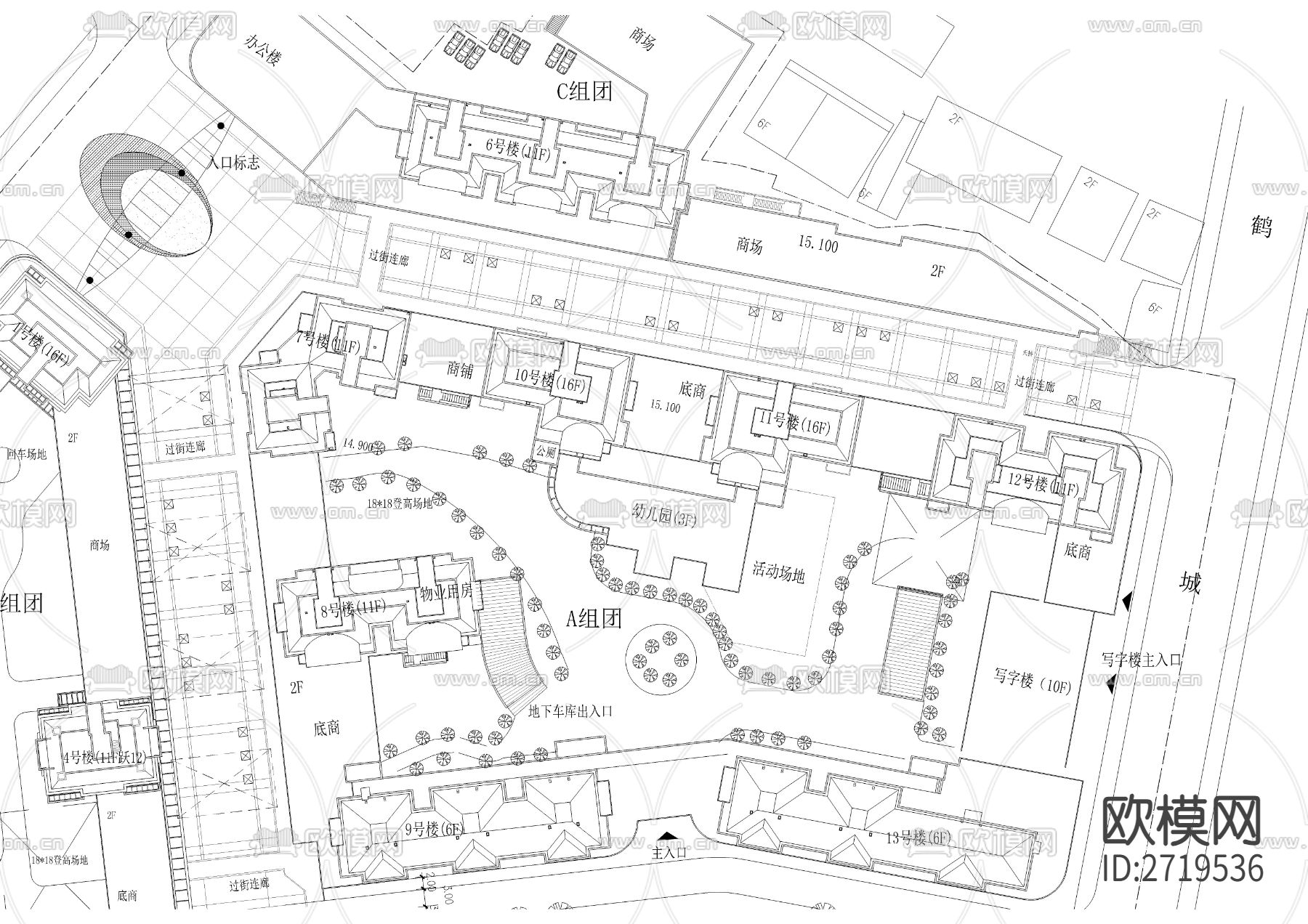商业街景观cad平面图下载（渲染图3）