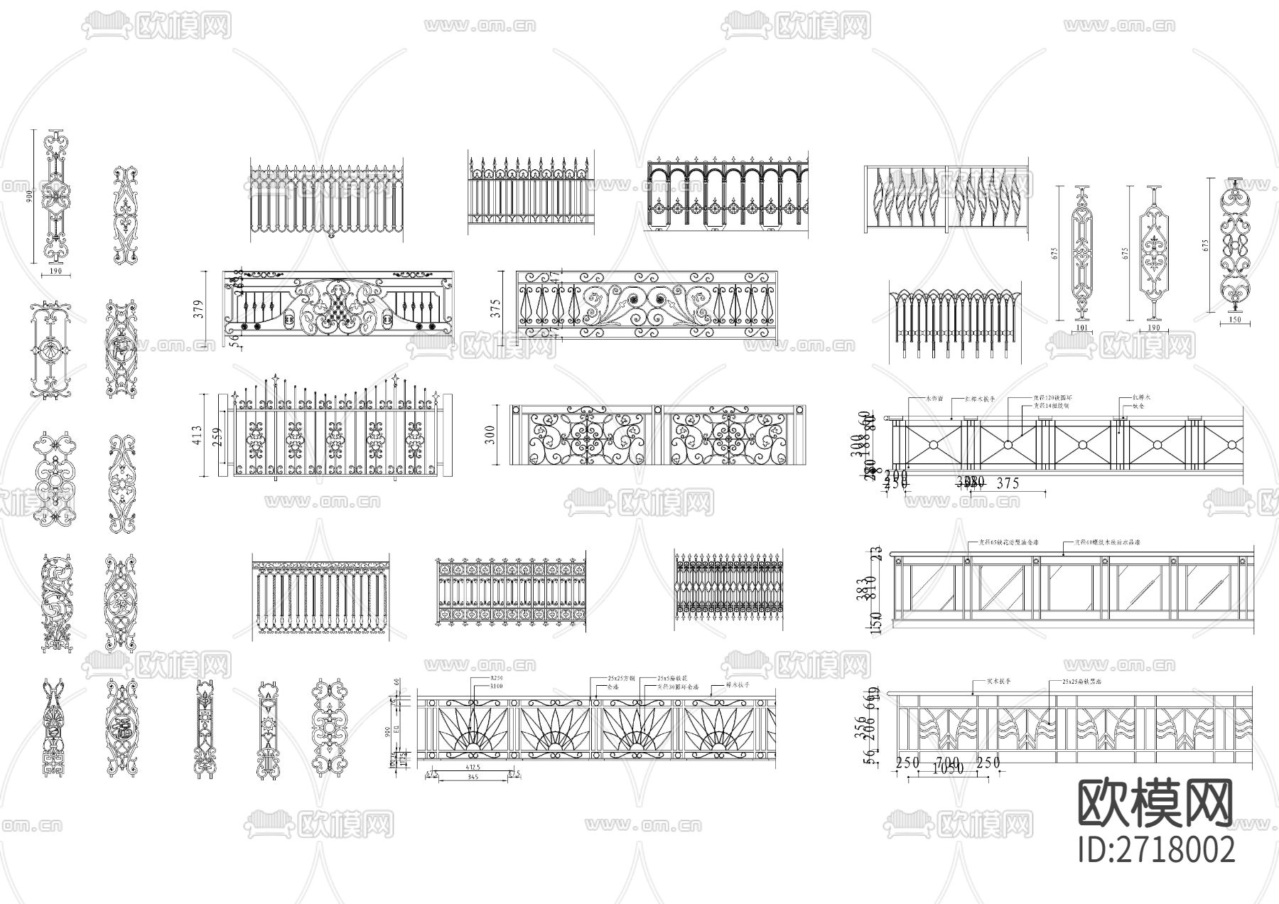 铁艺栏杆CAD图库下载（渲染图1）