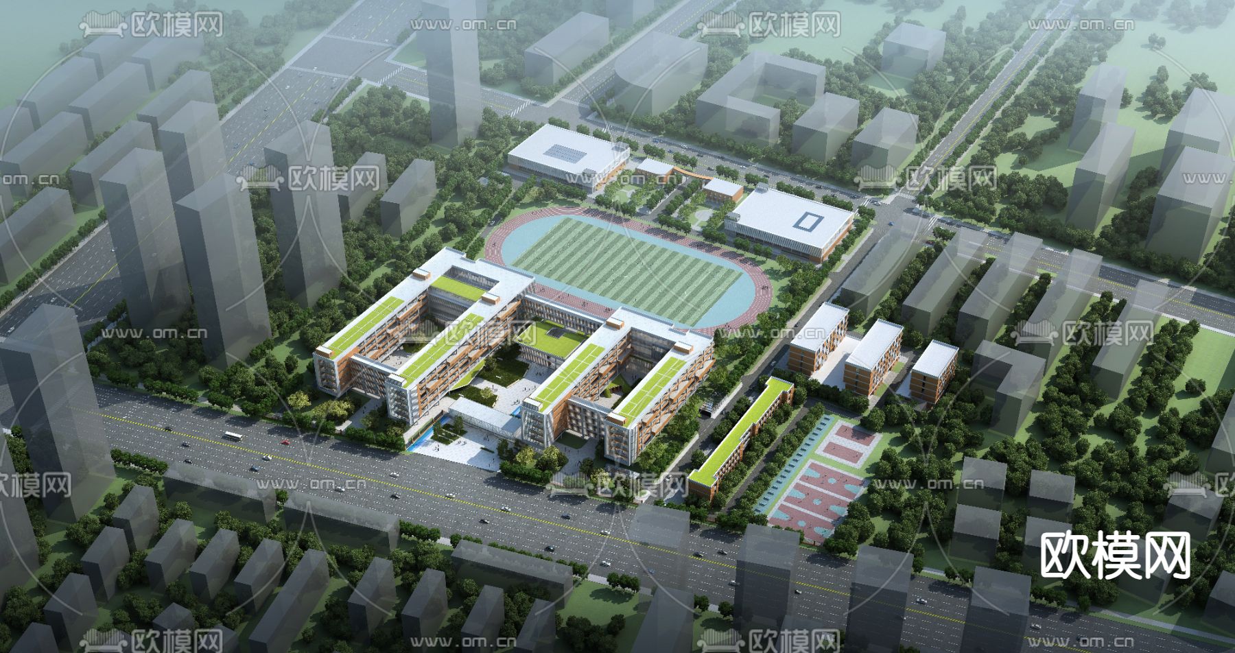 学校鸟瞰3d模型下载