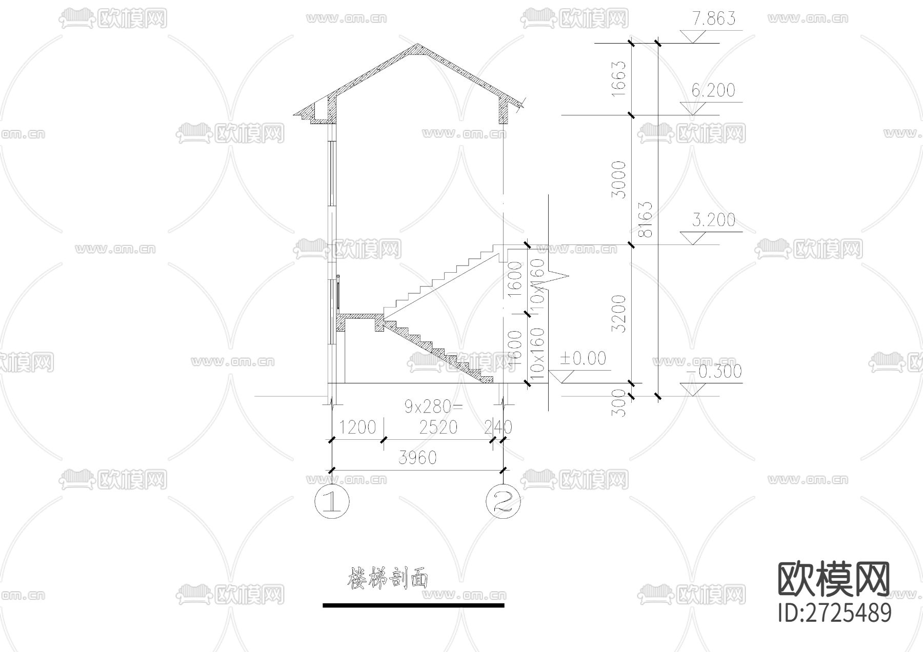農村客家民居樓建筑CAD施工圖下載（渲染圖7）