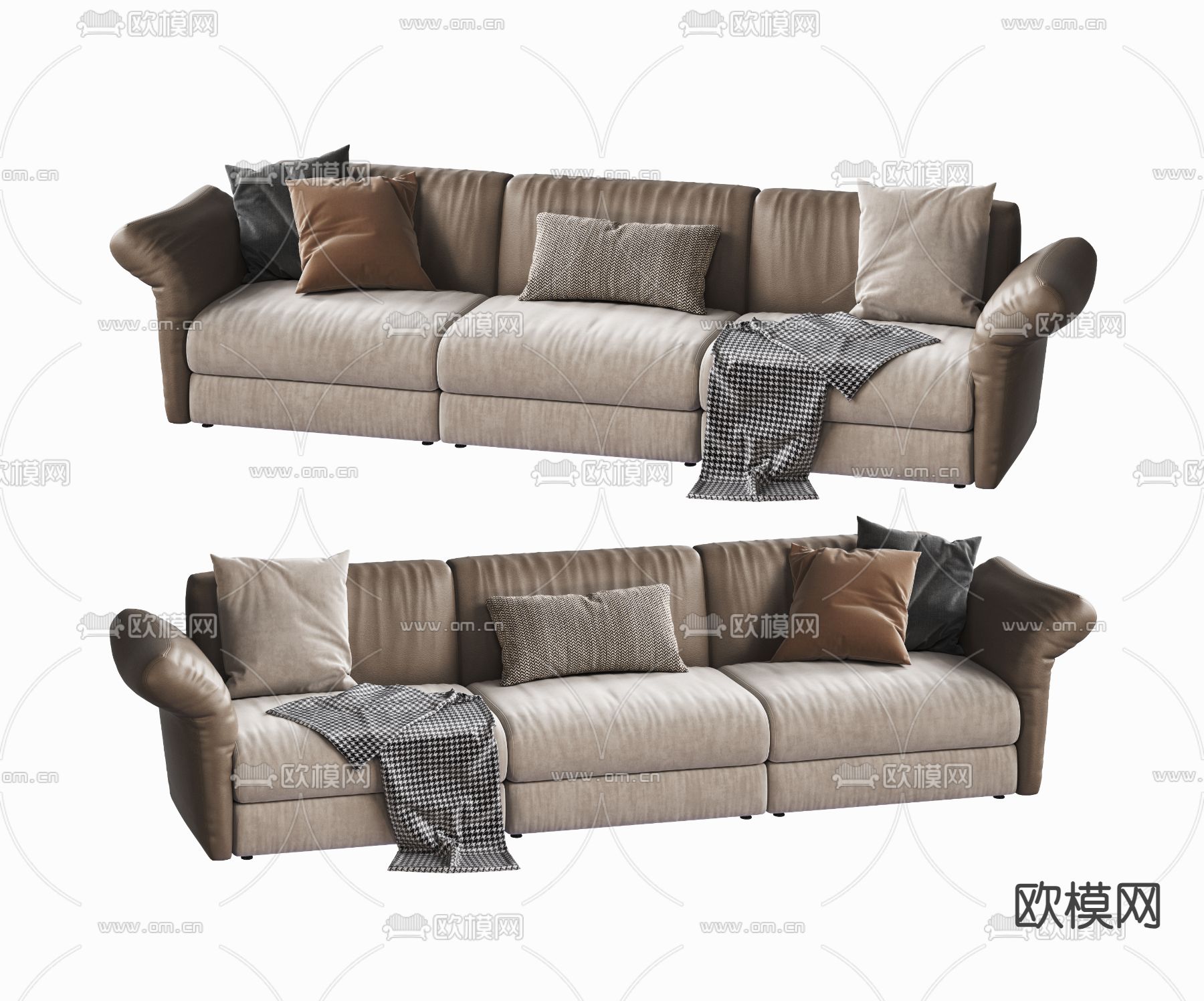 多人沙发  三人沙发3d模型下载
