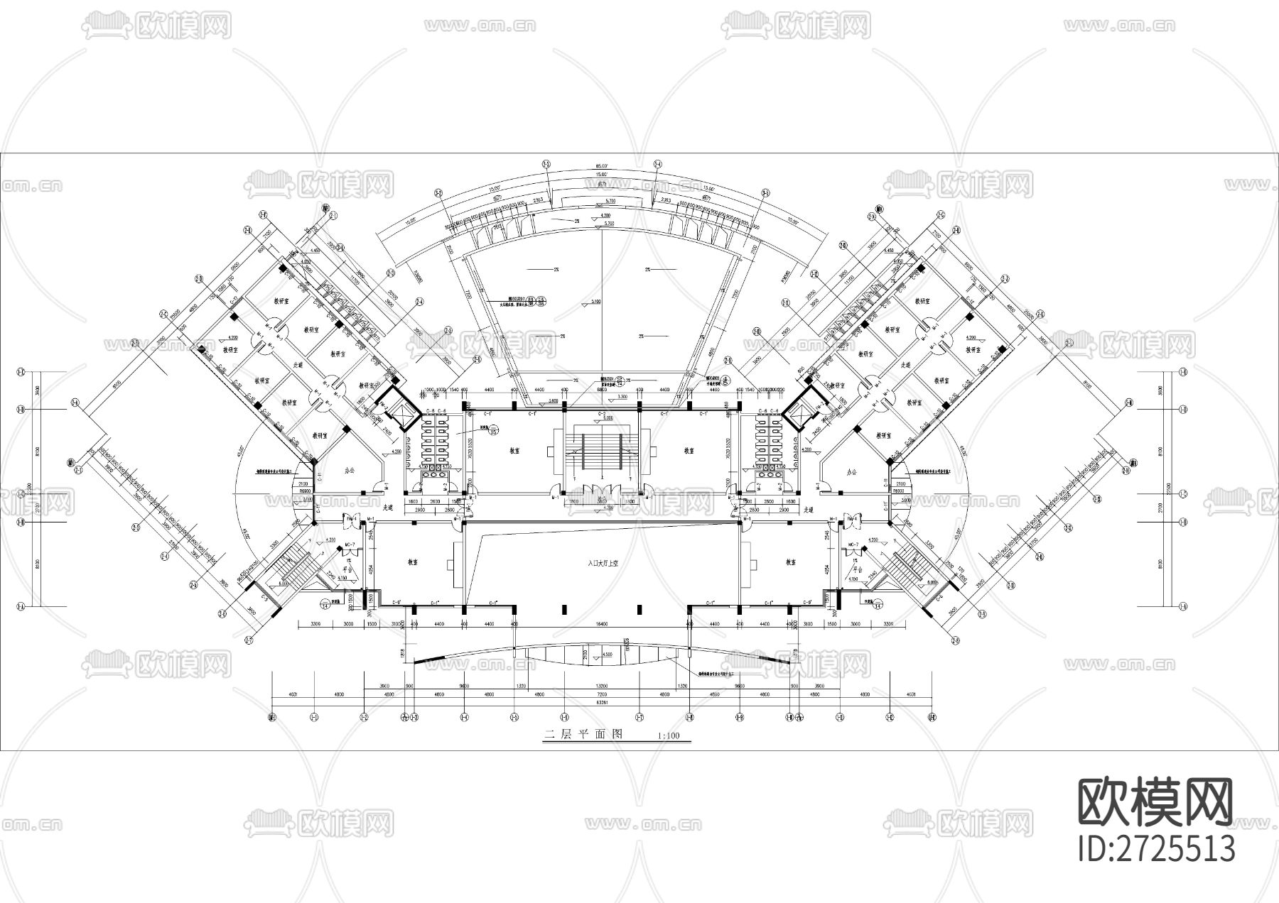 消防大队教学楼建筑CAD施工图下载（渲染图3）