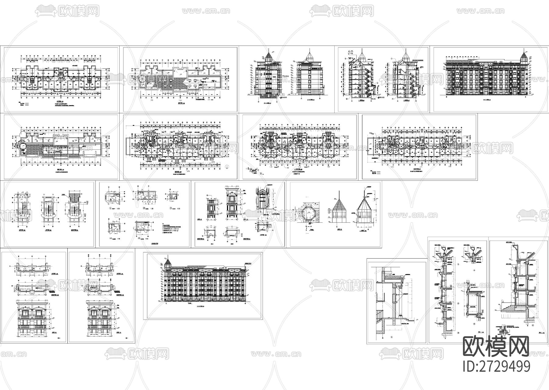 欧式小区建筑cad施工图下载（渲染图10）