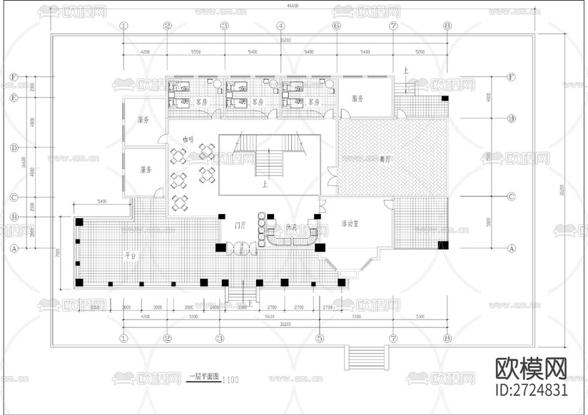 歐式城堡式建筑CAD施工圖下載(渲染圖4)