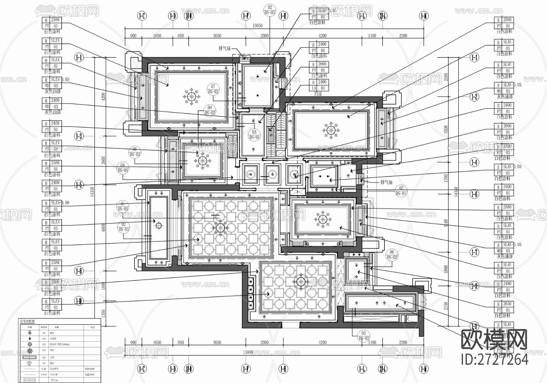家装平层cad施工图下载（渲染图3）