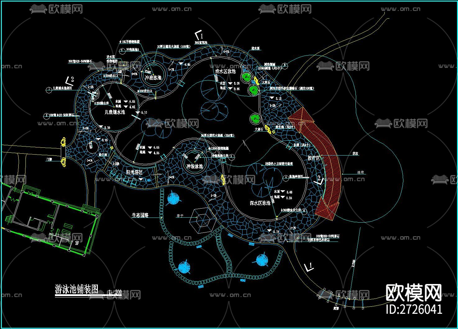 游泳池CAD施工图下载（渲染图2）