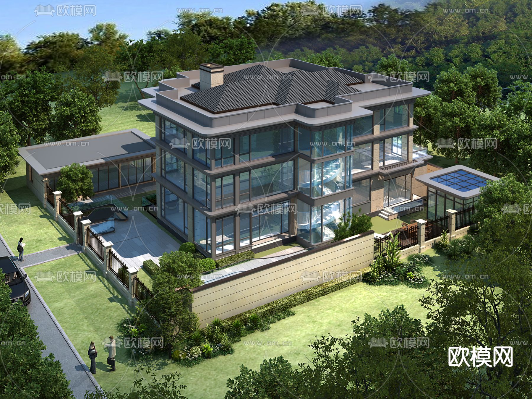 独栋别墅外观3d模型下载（渲染图2）