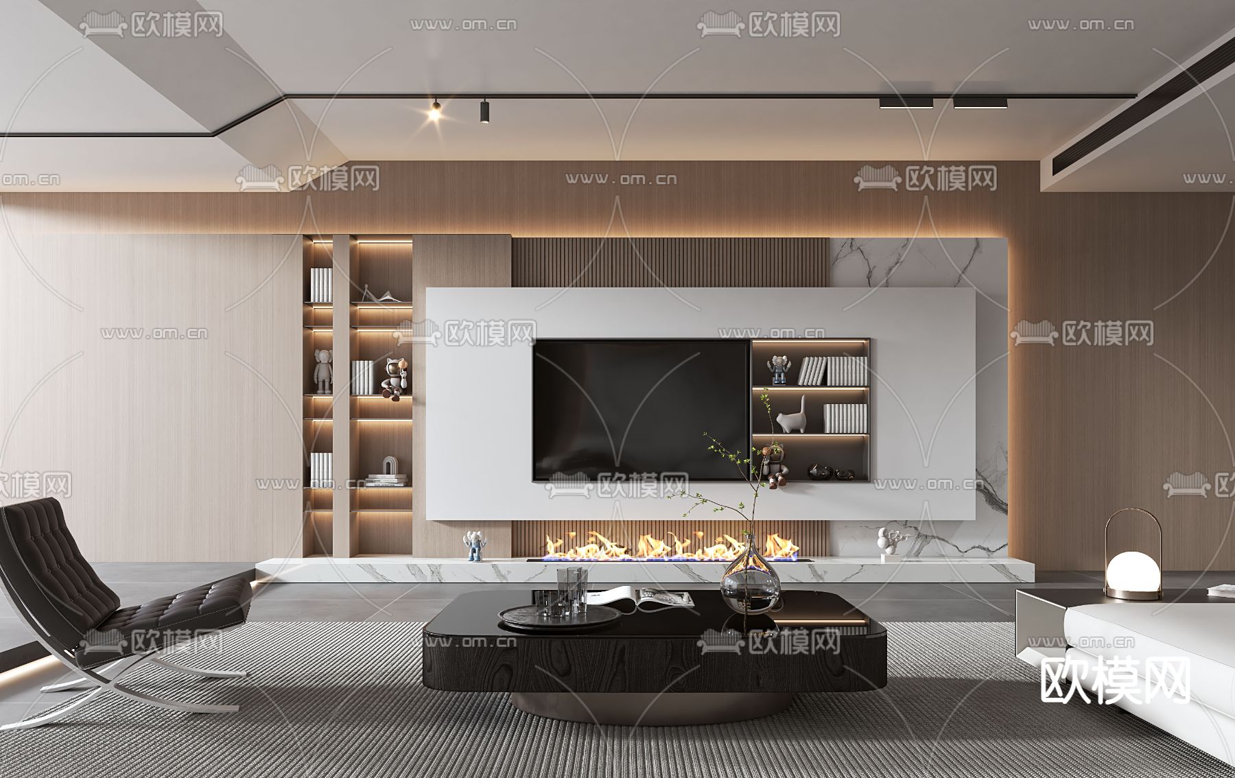 现代客厅3d模型下载（渲染图2）