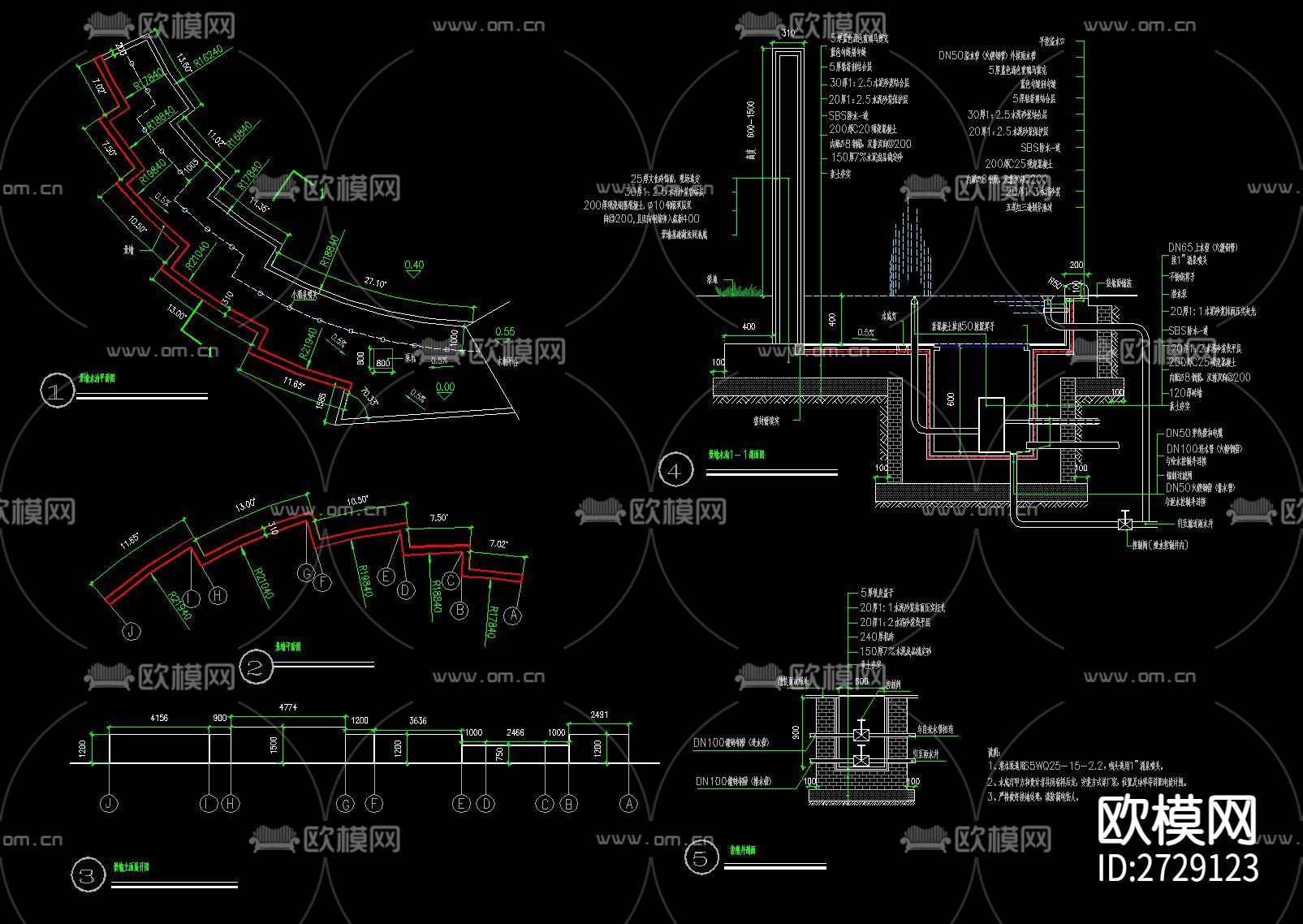 景墙cad大样图下载（渲染图7）