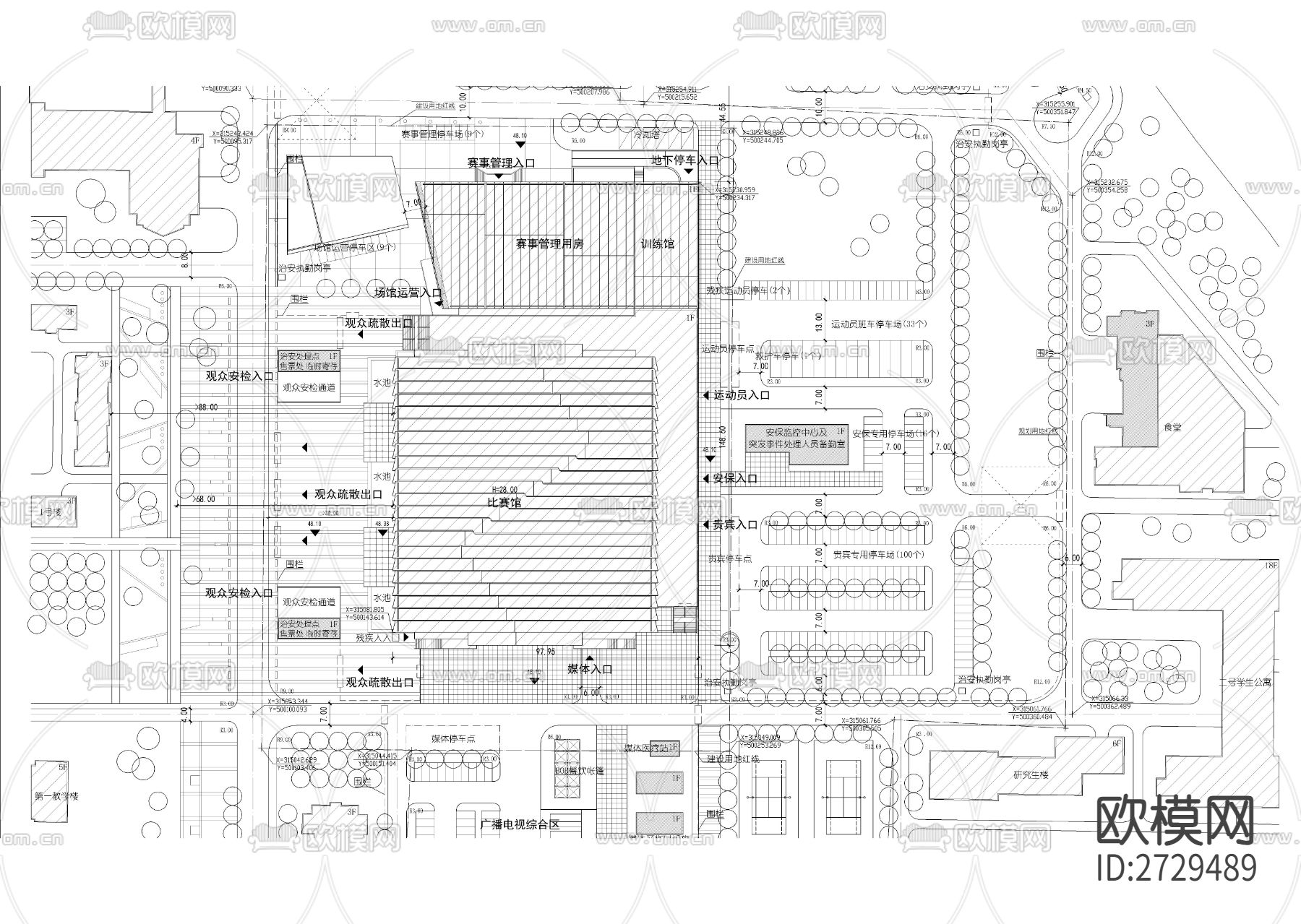 体育馆cad平面图下载（渲染图3）