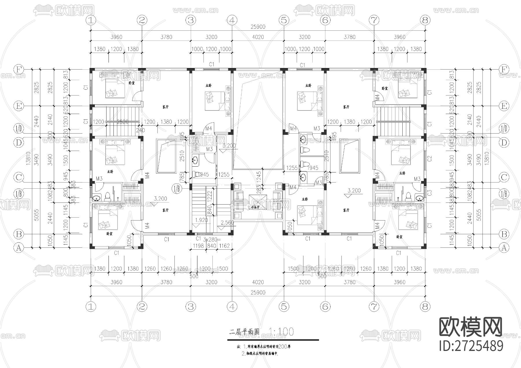 農村客家民居樓建筑CAD施工圖下載（渲染圖2）
