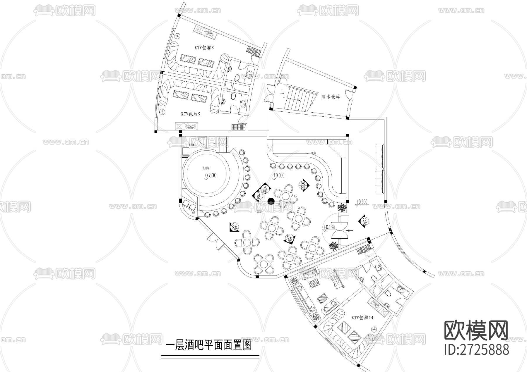 小酒吧CAD施工图下载（渲染图1）