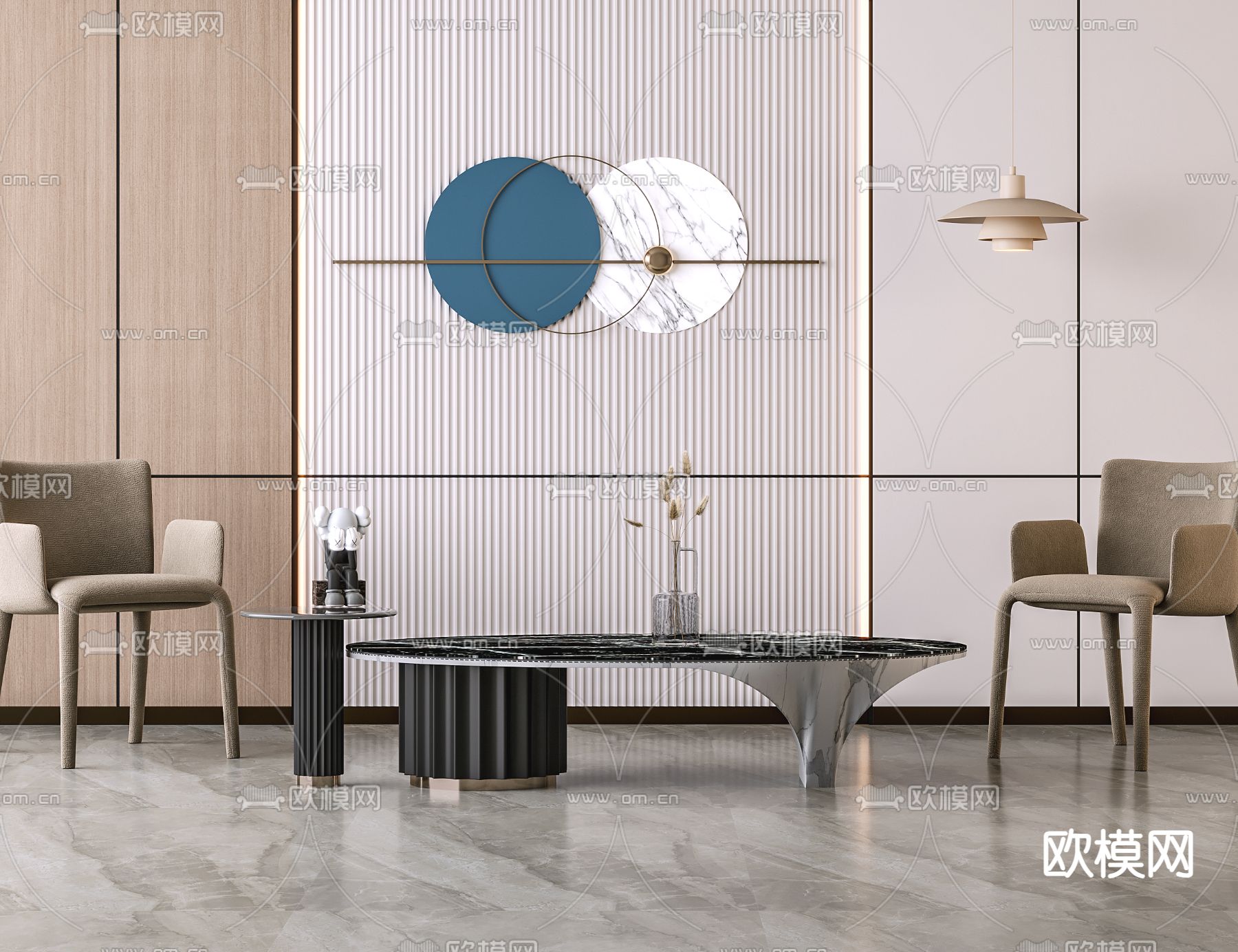 高级灰茶几 子母茶几3d模型下载