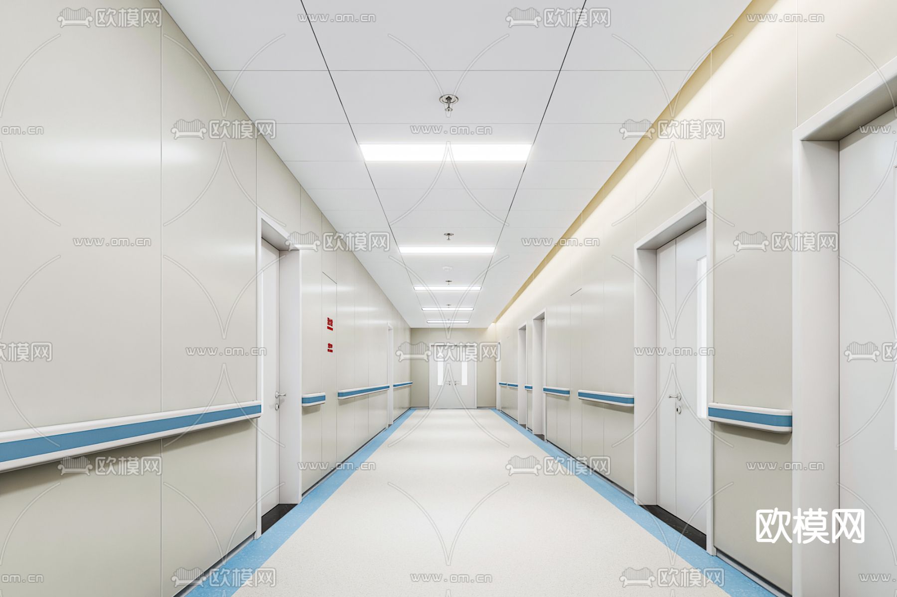 医院 走廊电梯间 诊室免费3d模型下载（渲染图2）